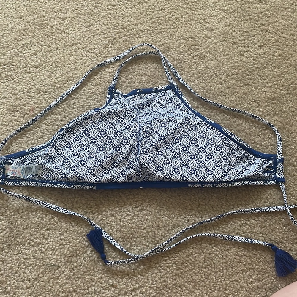 NWOT Boho blue & white bikini top - Picture 4 of 5